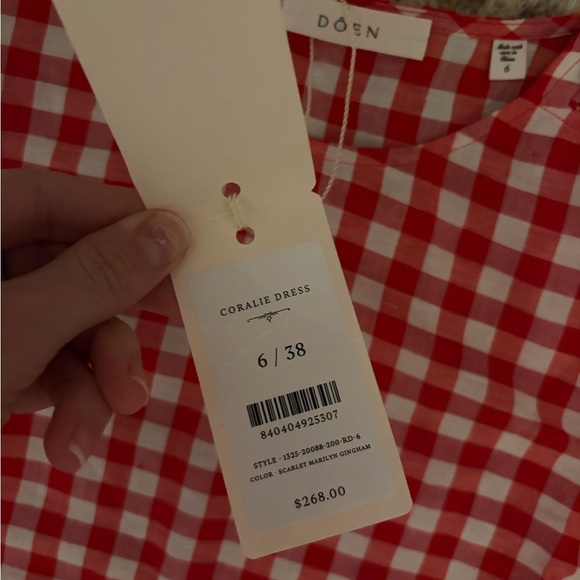 NWT Doen Coralie Red and White Checkered Gingham Mini Dress 6 - Picture 7 of 8